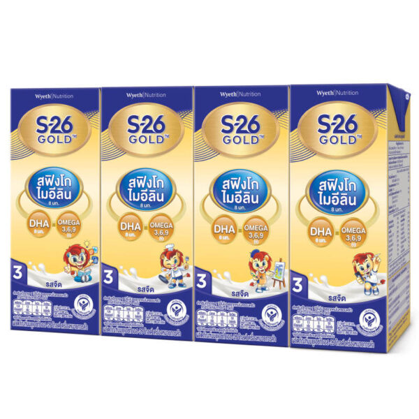 เอส26โกลด์โปรเกรส3 นมยูเอชทีรสจืด 180มล. แพค 4